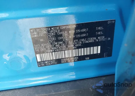 2019 Toyota Rav4 Hybrid Xle из США, поврежденный, VIN JTMRWRFV4KD518833